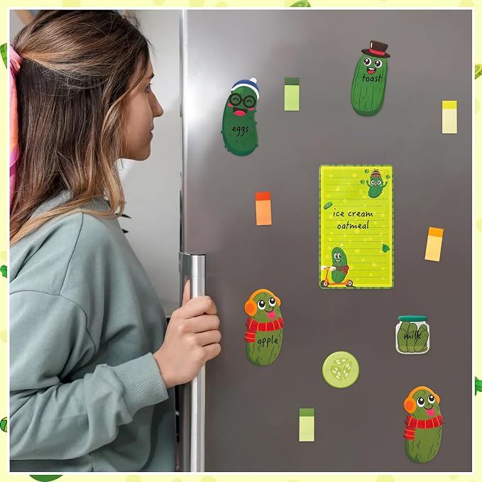 B1ykin Cute Sticky Notes Set - Just A Girl Who Loves Pickles Self-Stick Notes Pad, 550 Sheets Writing Memo Pages Sticky Notepad for Teacher Appreciation Gifts, School Office Supplies (Pickles)