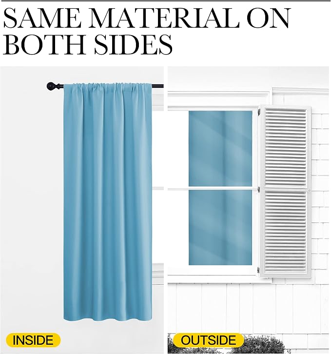 NICETOWN Blackout Curtains Window Draperies - Window Treatment Thermal Insulated Solid Room Darkening Drapes for Bedroom (Teal Blue, Set of 2, 42 by 84 inches Long)