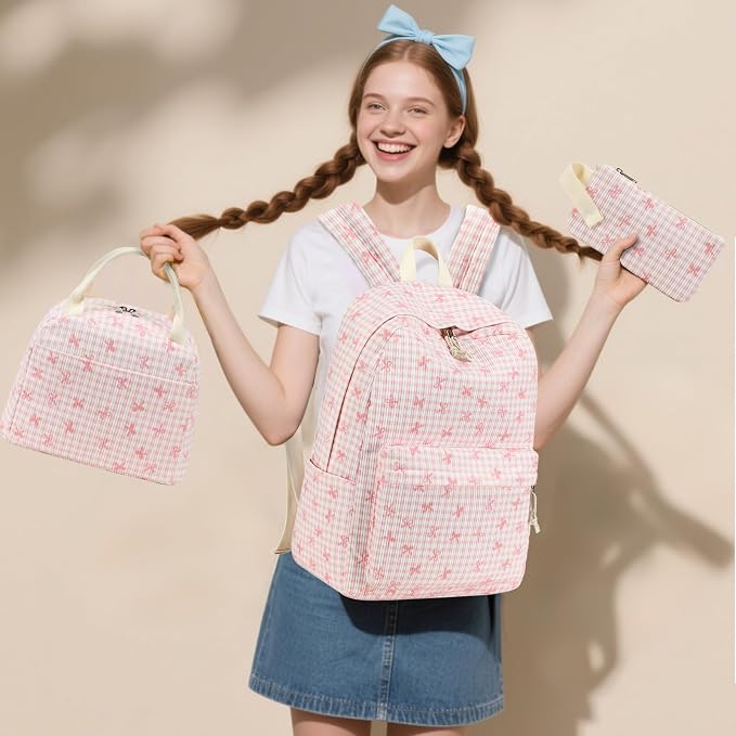 LEDAOU Backpack for Girls School Bag Kids Bookbag Teen Backpack Set Daypack with Lunch Bag and Pencil Case | Kids