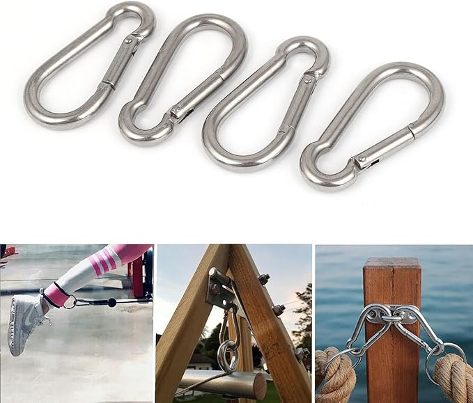 3.15 Inch 4 Pack Spring Snap Hook Carabiner, Cable Machine Accessories for Home Gym Pulldown Attachment, Exercise Machine, Heavy Duty Steel Clip for Outdoor Fitness