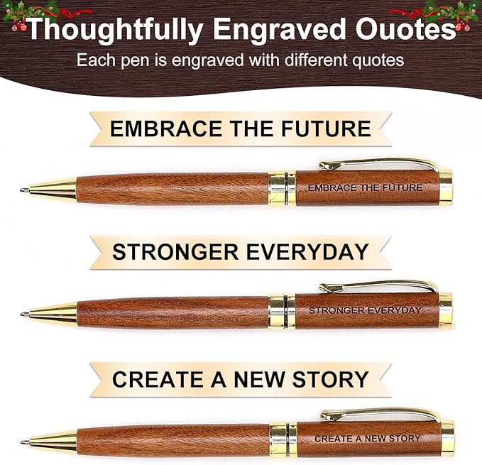 Renawe Farewell Gifts for Coworkers Leaving Job Goodbye Gift Wood Engraved Pen Set New Beginnings Gifts for Women Men Retirement Going Away Gift for Friends Moving Divorce Breakup Good Luck Pens