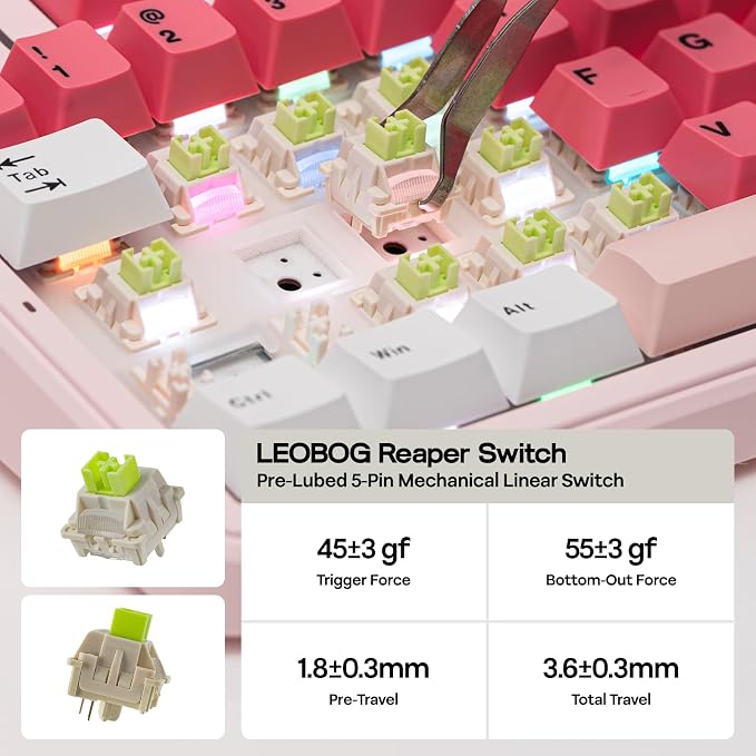 EPOMAKER Aula F99 MAX Wireless Mechanical Keyboard, Smart Screen & Knob, 8000mAh, 2.4Ghz/BT Creamy Keyboard, Pre-Lubed Switch, Hot-Swappable, RGB Backlit, Custom Software (Pink)