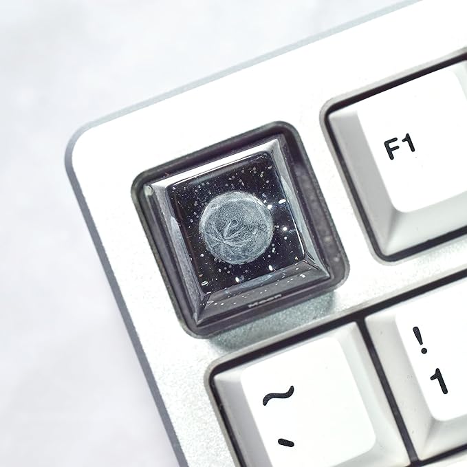 Moon Satellite Planet Artisan Keycap Solar System - 1U ESC, R1 SA Profile Custom Handmade Resin Cherry MX Switch Key Cap Mechanical Keyboard, Cool Tech Gifts for Men, Dad, Father, Gamer, Space Lover