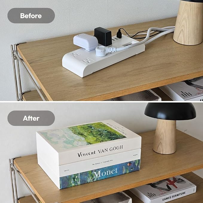 Book Shape Decorative Cable Management Box - Expandable Cable Organizer Box with Magnetic Closure for Home & Office (Blue Coral, Large Set)