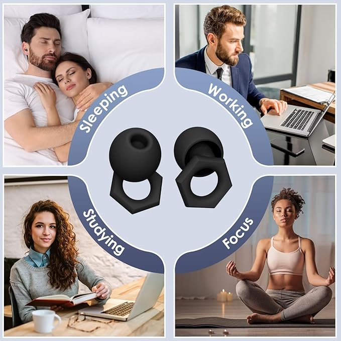 Ear Plugs for Sleeping Noise Cancelling,Reusable Silicone Earplugs with Carrying Case,Ear Plugs for Noise Reduction for Sleep,Noise Sensitivity,Travel,Focus - 5 Pairs Ear Tips in S/M/L