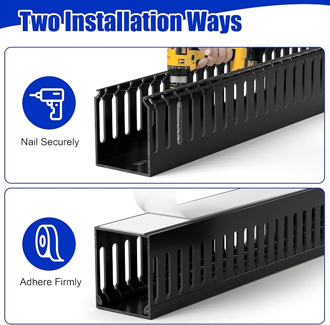2" H x 2" W Cable Raceway, 66in Under Desk Wire Management Channel, Grey | Slotted Wire Duct, 4Pack, 16.5in Each, Heavy-Duty PVC Cable Management for Server Racks, Network Cables & Electrical Cabinets