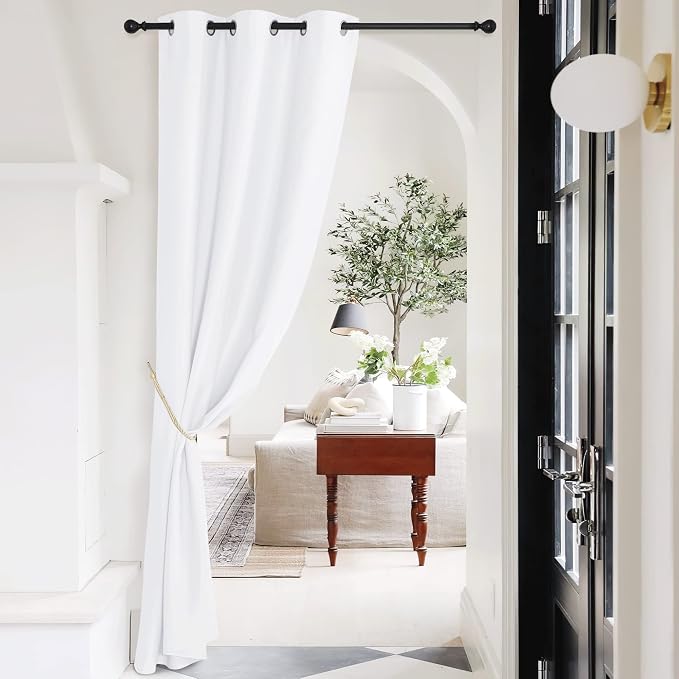 NICETOWN Pure White Room Darkening Curtains for Bedroom, Thermal Insulated Grommet Window Curtains for Bathroom, French Door Curtain for Doorway, 42" Width x 95" Length, 1 Panel