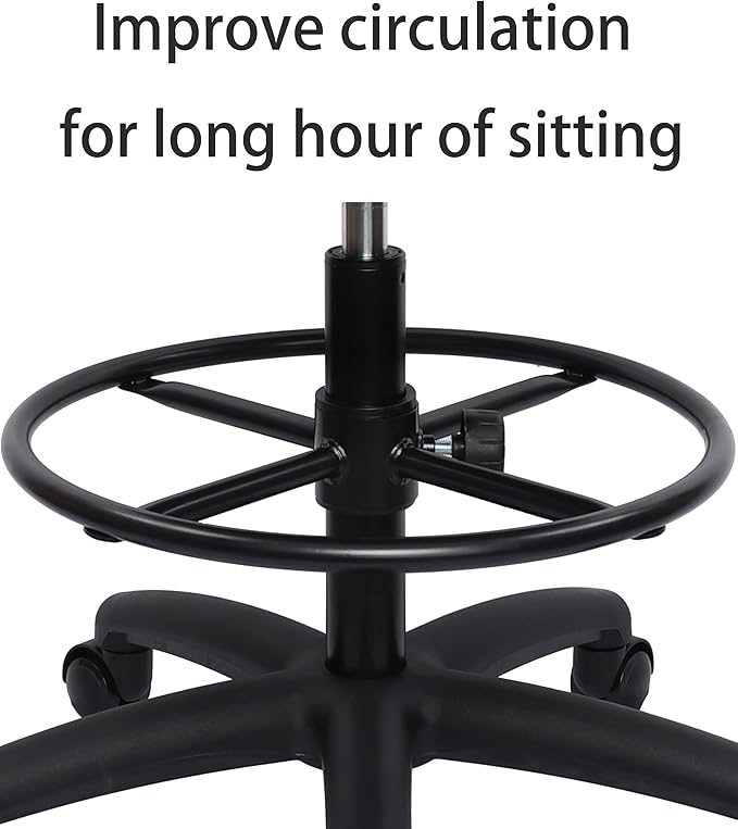 TAKE UR SEAT® Deluxe Drafting Lab Stool Chair, 18'' Adjustable Footring, 10'' Adjustable Height, 450 lbs seat Capacity, Heavy Duty, Shipped Within 24 Hours(Self-Braking Caster)