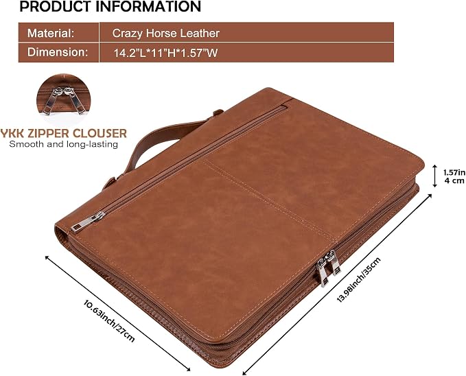 Free Name Engraved, Personalized Vegan Leather Padfolio for Men, Customized Leather Portfolio for Women, Portfolio Folder, Business Document Organizer for 13.3" iPad,Padfolio with A4 Notepad Holder