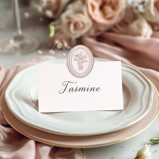 UNIQOOO Wax Seal Stickers - Vintage Photo Frame Floral Bouquet Wedding Invitation Envelope Seal Stickers, 50 Pcs Self-Adhesive Champagne Stickers, Perfect for Invitation, Christmas, Gift Wrapping
