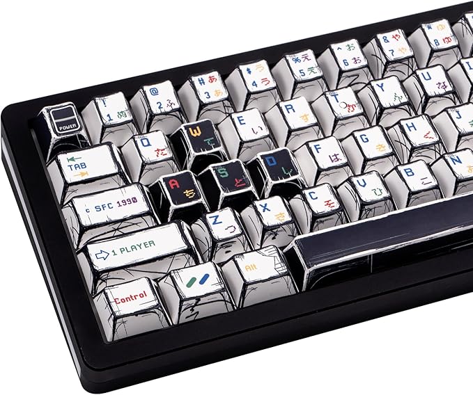 Manga Style PBT Keycaps Set, Cherry Profile Pixel Game Theme Key Cap, Dye Sub Keyboard caps 135 Keys Custom Keycaps for Cherry Gateron MX Switches Mechanical Keyboards