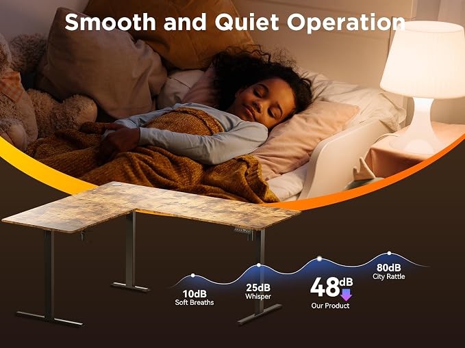 WALKINGDESK 75x61 Inches Reversible L Shaped Standing Desk Height Adjustable with Cup Holder, Electric Corner Computer Workstation for Home Office, Ergonomic Sit Stand up Gaming Desk, Rustic Brown