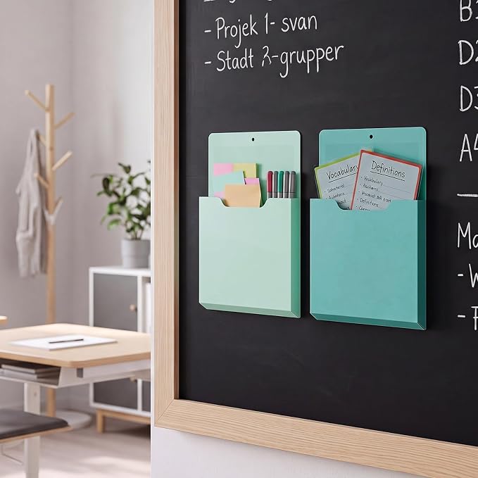 Gilprop 8 Pack Magnetic File Holder, 10"x13"x1.2" Magnetic Wall File Folders for Whiteboard, Hanging Classroom Organizer Storage, Refrigerator Magazine Holder for Mail Letters Paper Desk Office