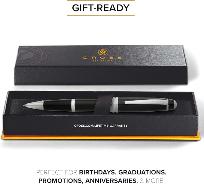 Cross 04557 Bailey Rolling Ball Pen, Black Ink, Black Barrel, Medium