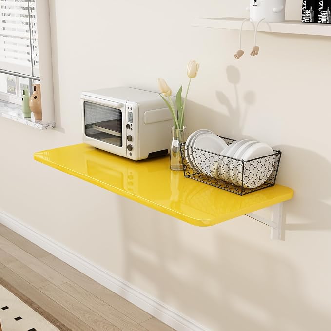 Wall Mounted Laundry Room Folding Table，Fold Down Desk for Small Spaces |Office|Study|Work Bench|Kitchen Dining Restaurant| Home Bar | Waterproof Easy to Install and Clean 39.4"×19.7"