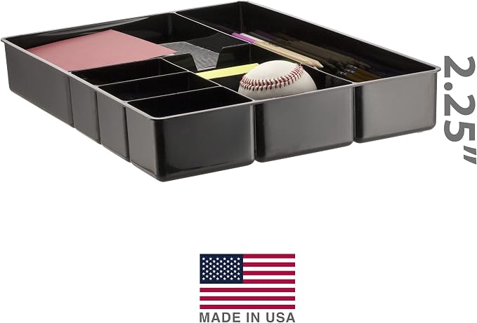 Officemate Deep Drawer Organizer Tray, 8 Compartments, 2 1/4"H x 15 1/8"W x 11 1/2"D, Black