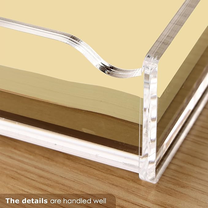 SANRUI Acrylic Sticky Note Holder with Pen Slot Clear Memo Pad Dispenser for 3x3 Inch Notes, All-in-One Desk Accessories for Home Office & School Supplies