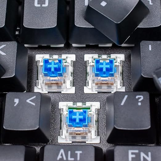 Outemu Blue Switches, 30-Pack, 3-Pin Clicky & Tactile (50gf) Dustproof RGB Key Switches, Cherry MX Compatible for Mechanical Keyboard