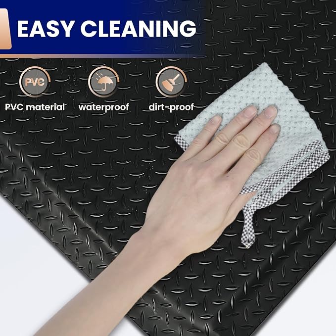 Nisorpa Anti Fatigue Mats Industrial 2' x 7' Ergonomic Standing Mat 15/16" Extra Thick Shop Floor Mat Kitchen Mats Heavy Duty Commercial Diamond Plate Support for Leg & Back Pain, Black