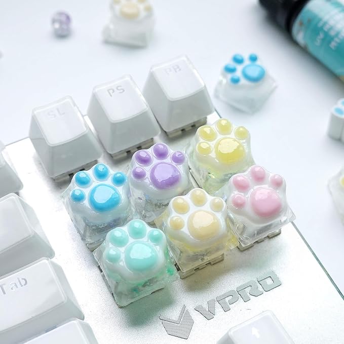 Keycaps Epoxy Resin Casting Mold Set for Mechanical Gaming Keyboard 7 Trays | Polymer Clay Crafts Silicone Mould with Key Puller