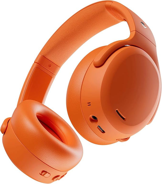 Skullcandy Crusher ANC 2 Wireless Over-Ear Bluetooth Headphones with Multi-Sensory Bass, Active Noise Cancelling, Up to 60 Hours Battery, Microphone for iPhone Android - Hazard