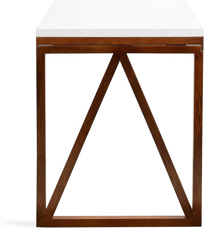 Kate and Laurel Kaya Modern Wall-Mounted Folding Table, 24 x 33 x 31, White and Walnut, Space-Saving Versatile Table with Folding Design for Dining Room or Home Office Decor