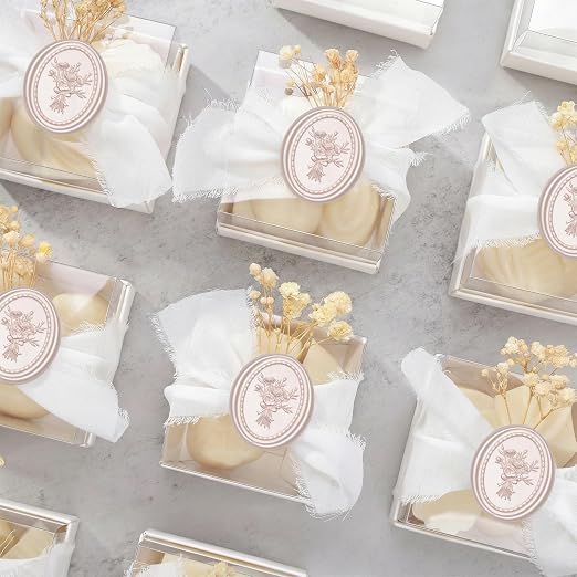 UNIQOOO Wax Seal Stickers - Vintage Photo Frame Floral Bouquet Wedding Invitation Envelope Seal Stickers, 50 Pcs Self-Adhesive Champagne Stickers, Perfect for Invitation, Christmas, Gift Wrapping