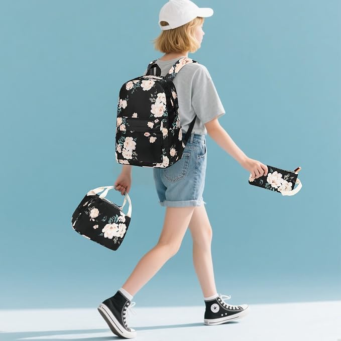 Bluboon Teens Backpack Set Girls School Backpack Lunch Box Pencil Bags Student Bookbags 3 in 1