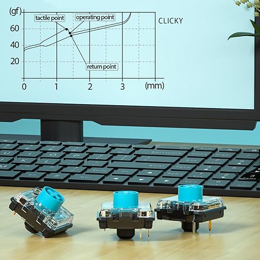 Kailh Choc V2 Low Profile Switch Blue Clicky, 4-Pin 50gf RGB SMD Gaming Mechanical Keyboard Switch (Choc Blue 45pcs)