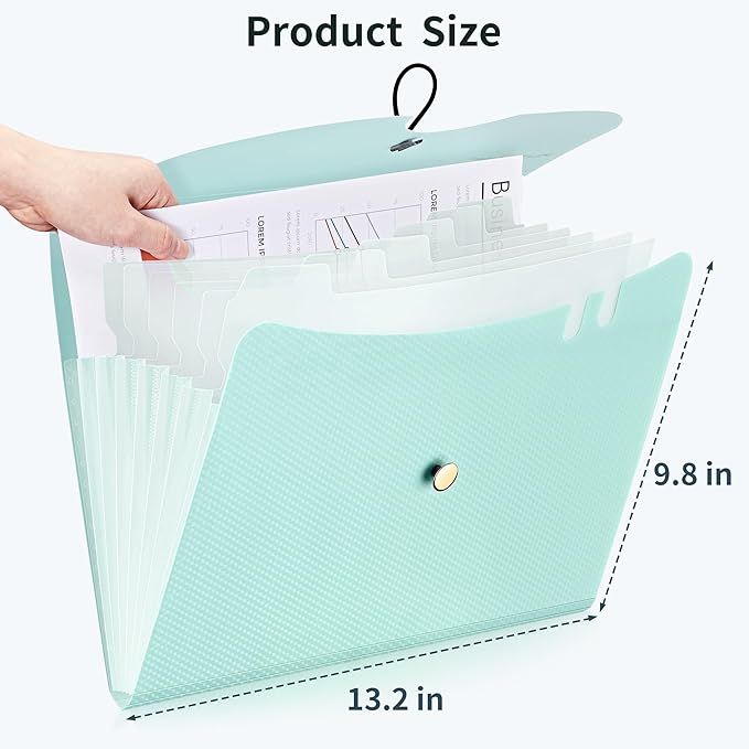 JARLINK 7 Pockets Expanding File Folder, A4 Size Accordion File Folders with 12 Labels, Cute Paper Organizer, Portable Document Organizer for Home College School Office Supplies, Macaron Blue
