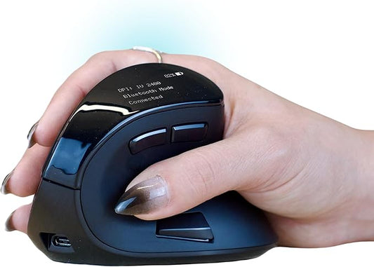 Ergodriven Om Vertical Ergonomic Mouse | Wireless: Bluetooth & 2.4G | Rechargeable, Optical, 4 DPI Levels, 5 Custom Buttons | for PC, Mac, Laptop, Computer | Silent Click | Copy/Paste Function