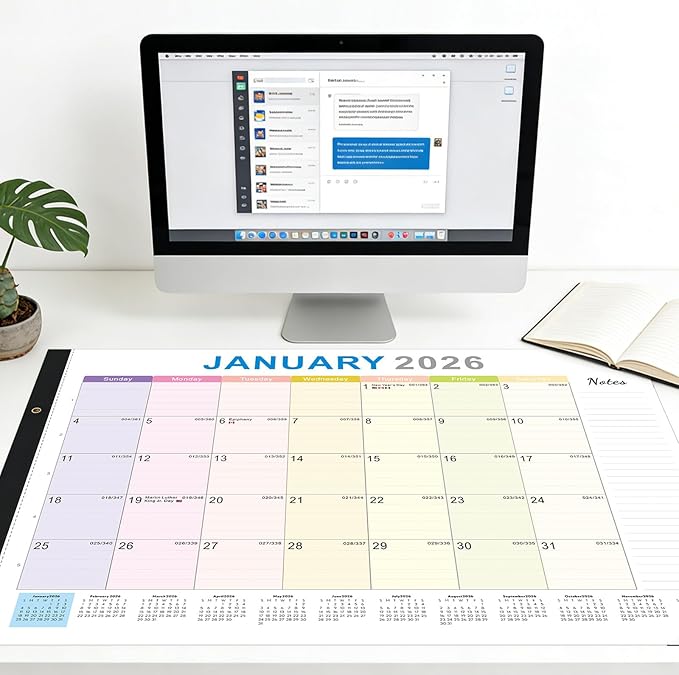 2026 Desk Calendar Large 22x17 – Desk Top Calendar 2026 with plastic cover