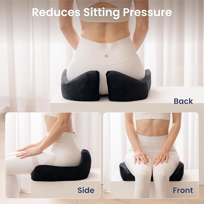 Alcedo Seat Cushion for Office Chair, Ergonomic Memory Foam Seat Cushion for Car Seat, Tailbone Pain Relief Cushion for Long Sitting, Non-Slip, Breathable & Washable Cover
