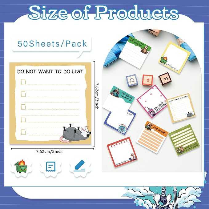 Funny Sticky Notes Gifts - 9 Pack Colorful Funny Notepads for Work 3x3 Inch, Fun Self-Adhesive Memo Pads Work Gag Gifts for Coworkers Students, Sarcastic School Office Supplies (450 Sheets)