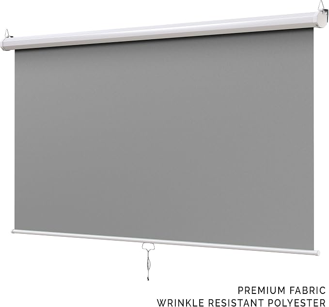 【Wider Style】 KHOMO Gear Grey Screen 84 x 84 inch – Extra Large Pull Down Backdrop – Portable Collapsible Roll Down Projector Screen – Gray Screen for Video, Streaming, and Photography