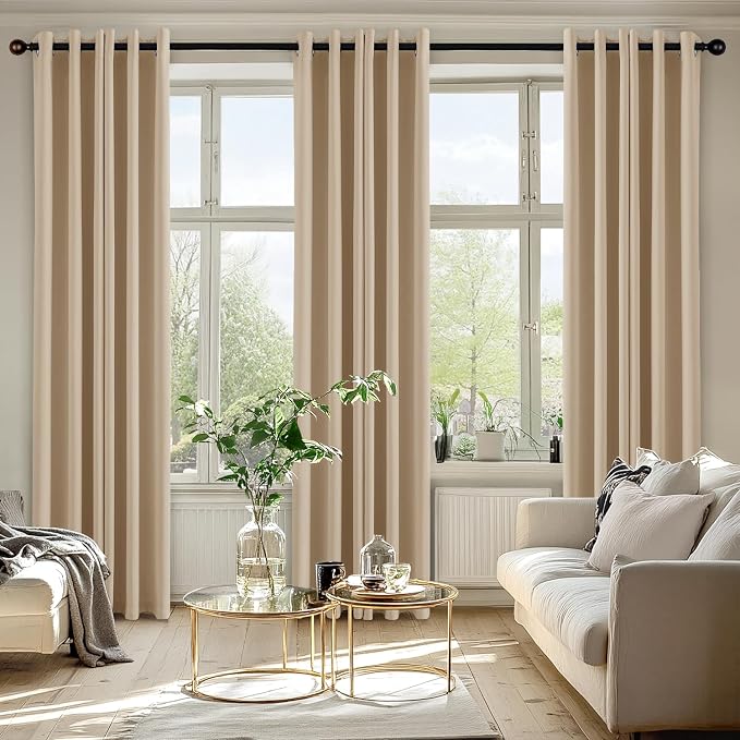 MIULEE Blackout Curtains for Bedroom Living Room 2 Panels, Thermal Insulated Room Darkening Drapes Grommet Noise Reducing Light Blocking Window Treatments 84 Inches Long 40x84 Inch Biscotti Beige