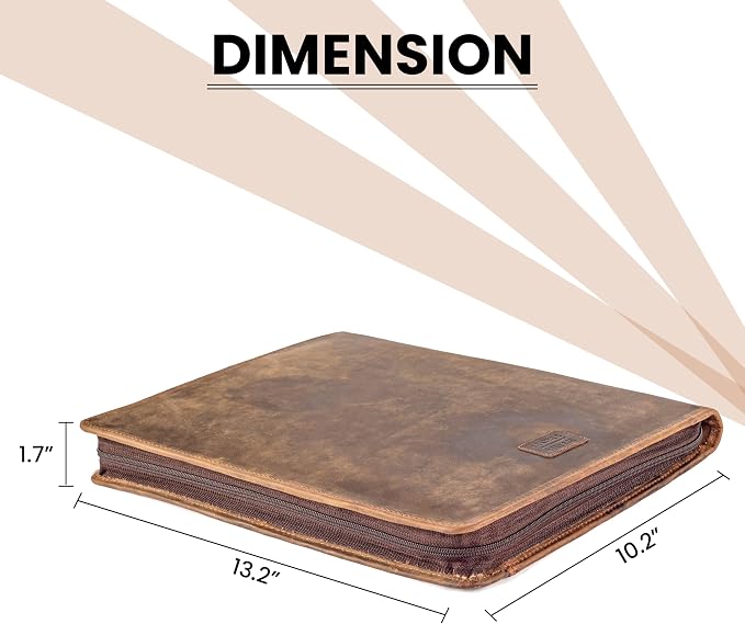 LEATHER VILLAGE Leather Portfolio Organizer - Professional Business Padfolio for Men & Women - Stylish Document Card Holder, Folio for A4/Letter Size Writing Legal Pad, Brown