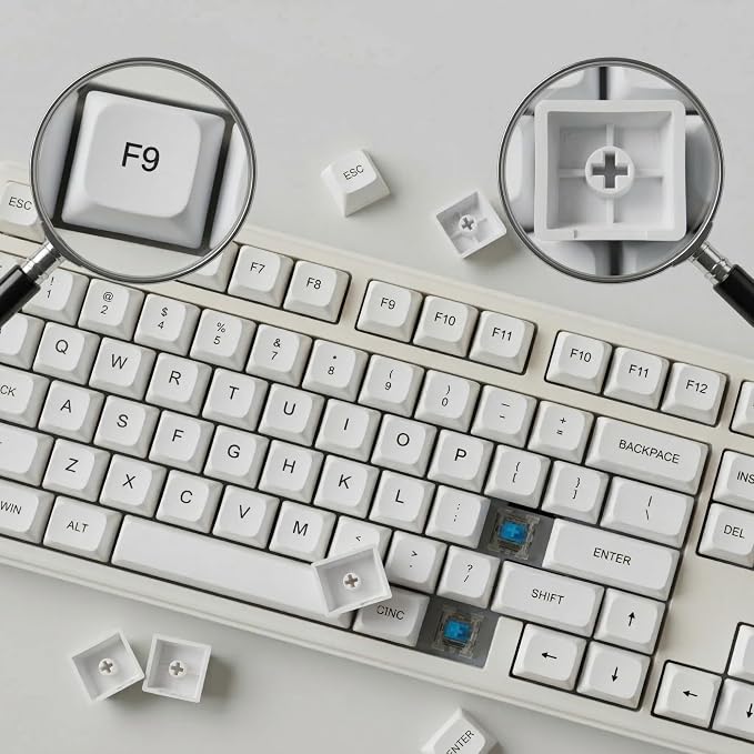 120 Keys PBT Dye Sublimation Keycaps, White Minimalist Milk Style Keycap Set, XDA Profile Custom Keycaps for Mechanical Keyboard 60% 65% 75% 100% Cherry MX Switches