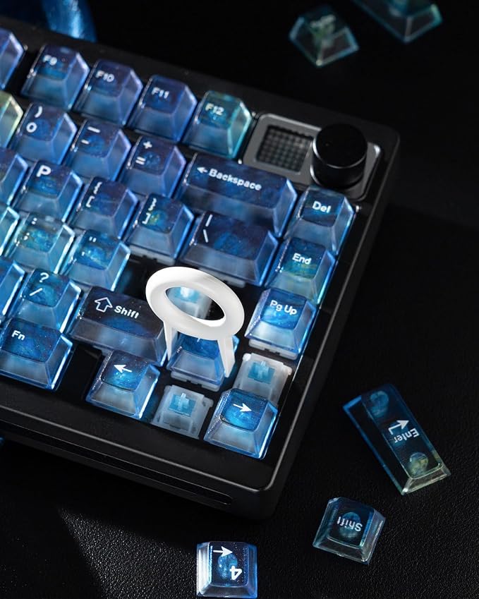 Blue Transparent Keycaps 115 Keys Starry Sky Shine-Through, Cherry Profile PC Keycap Set for MX Switch Mechanical Keyboard, Fits 60% 65% 75% 80% 100% Layouts