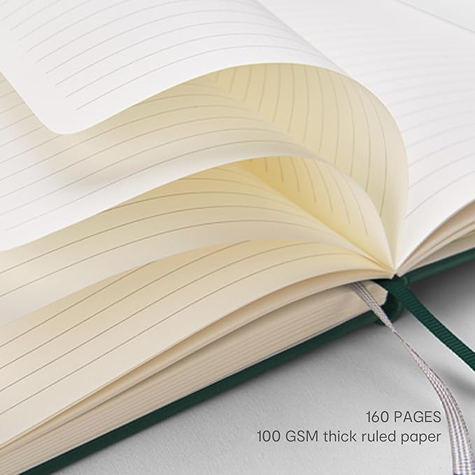&And Per Se 10-Pack Lined Notebooks, A5 Hardcover, 160 Pages 100gsm Thick Paper, Office Supply Bulk Order, Corporate New Hire Kits, Breakroom Essentials – College Ruled, 10 Units (Green)