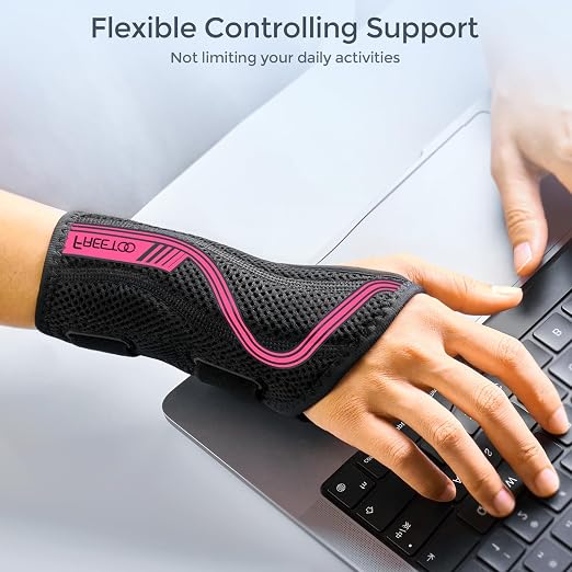 FREETOO Carpal Tunnel Wrist Brace Night Support, Right Hand, Large | Wrist Splint Hand Brace, Breathable Mesh Fabric, Women Men, Sleeping Work Typing Pregnancy, Tendonitis Arthritis Sprain RSI