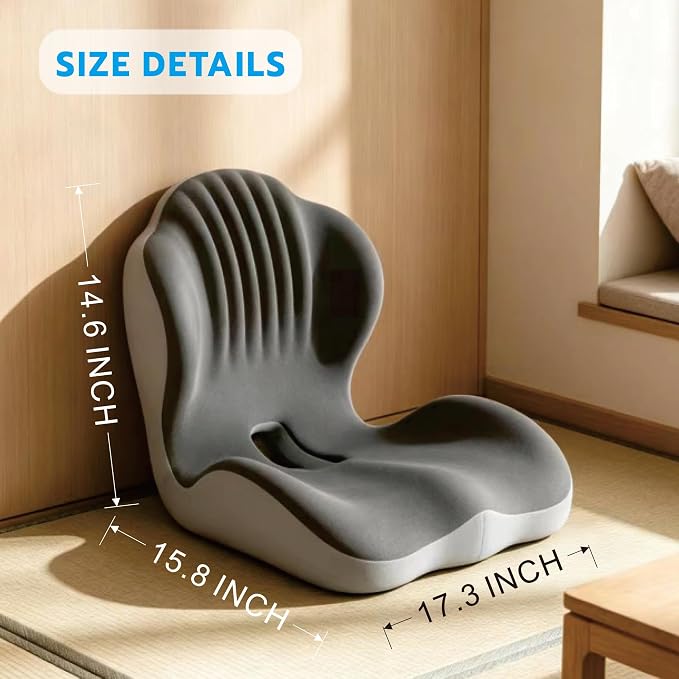 Non-Slip Ergonomic Seat Cushion for Office Chair, High-Density Memory Foam Desk Chair Cushions with Lumbar Support & Tailbone Pain Relief, Breathable Two-Tone Butt Pillow for Car, Gaming Chair