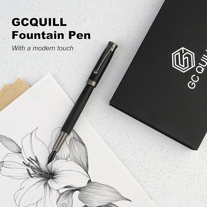 Fountain Pen Set - Fine & Medium Nibs, Includes 18 Ink Cartridges, Ink Refill Converter & Syringe Filler, Gift for Writing, Journaling & Calligraphy MU-13