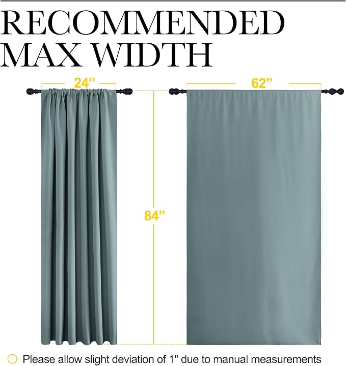 NICETOWN 2 Panels Blackout Curtains, Rod Pocket Thermal Insulated Drapes 84 inches Long, Easy-Care Modern Home Decoration Sunshades for Guest Room, Living Room, Office, 62 x 84 Inch, Greyish Blue