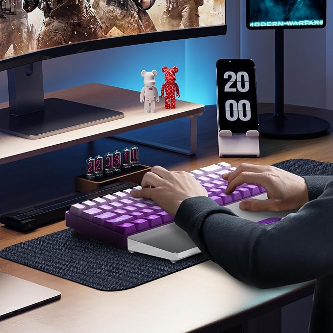 Acrylic Keyboard Wrist Rest - Wrist Support for Keyboard CNC Aluminum Alloy Customized Logo - Keyboard Pad Home & Office - Keyboard Wrist Pad with Anti-Slip Mat for 60% Compact Keyboard,Purple