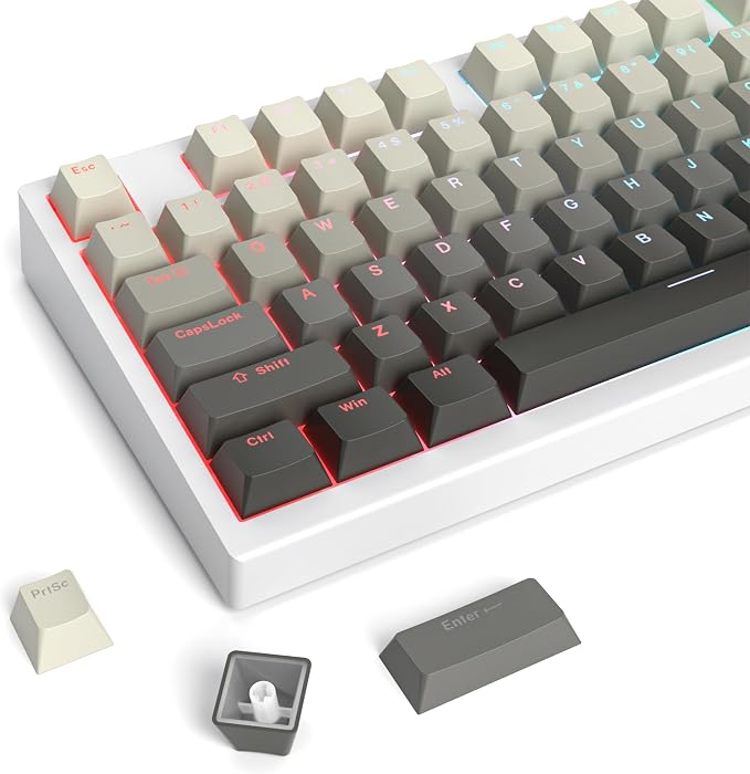 Guffercty kred 135 Key Gradient Keyboard Keycap Set Backlit, OEM Profile-PBT Material-Translucent Characters Compatible with MX Switches(Fading Ashes)