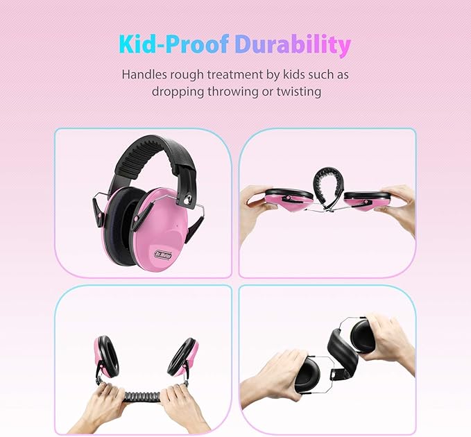 Noise Cancelling Headphones for Kids: SNR27.4 Kids Ear Protection Earmuffs with Adjustable Headband, Ear Muffs for Noise Reduction in Monster Jam, Concert, Firework, Mowing, Autism Sensory