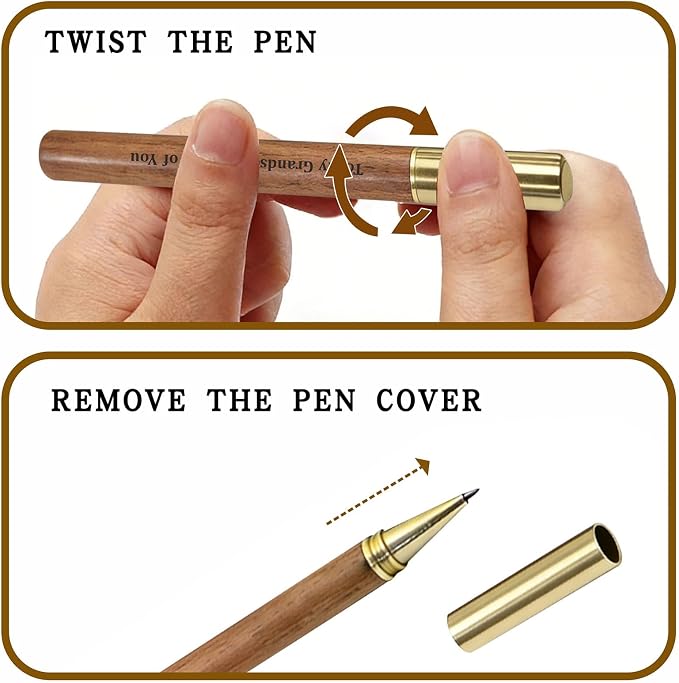 ABNTY Grandson Gifts from Grandparents, Class of 2026 Graduation Gift, Custom Engraved Wooden Gel Pen with Brass Cap, Perfect Grandson Keepsake Gift
