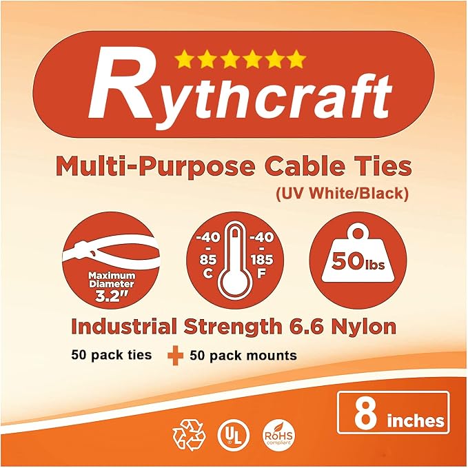 50 Pack 1.5 inch Zip Tie Adhesive Mounts Self Adhesive Cable Tie Base Holders with Multi-Purpose Tie wire clips with screw hole,Anchor stick on wire holder with 8 inch zip ties（Black）