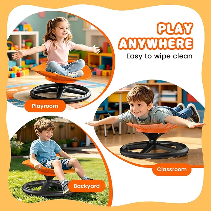 Spinning Chair for Kids, Orange, 360° Sensory Swivel Chair | Spinning Chair for Autistic Kids, For Home Classroom Playroom